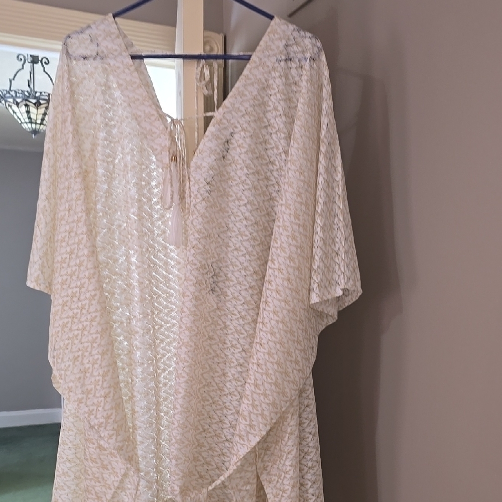 Chic White Patterned Kaftan